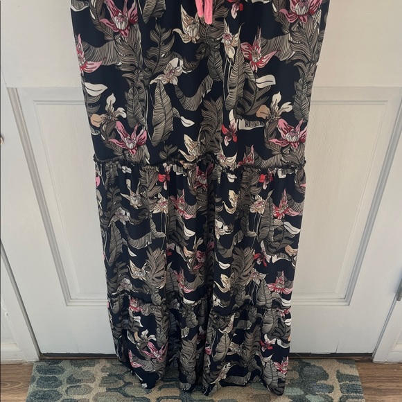 Floral Maxi Dress with Pink Accents and tassels - Picture 4 of 6